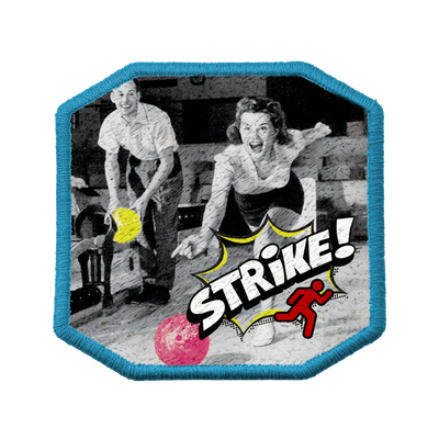 Patch ricamata Patch Strike Bowling — velcro intercambiabile