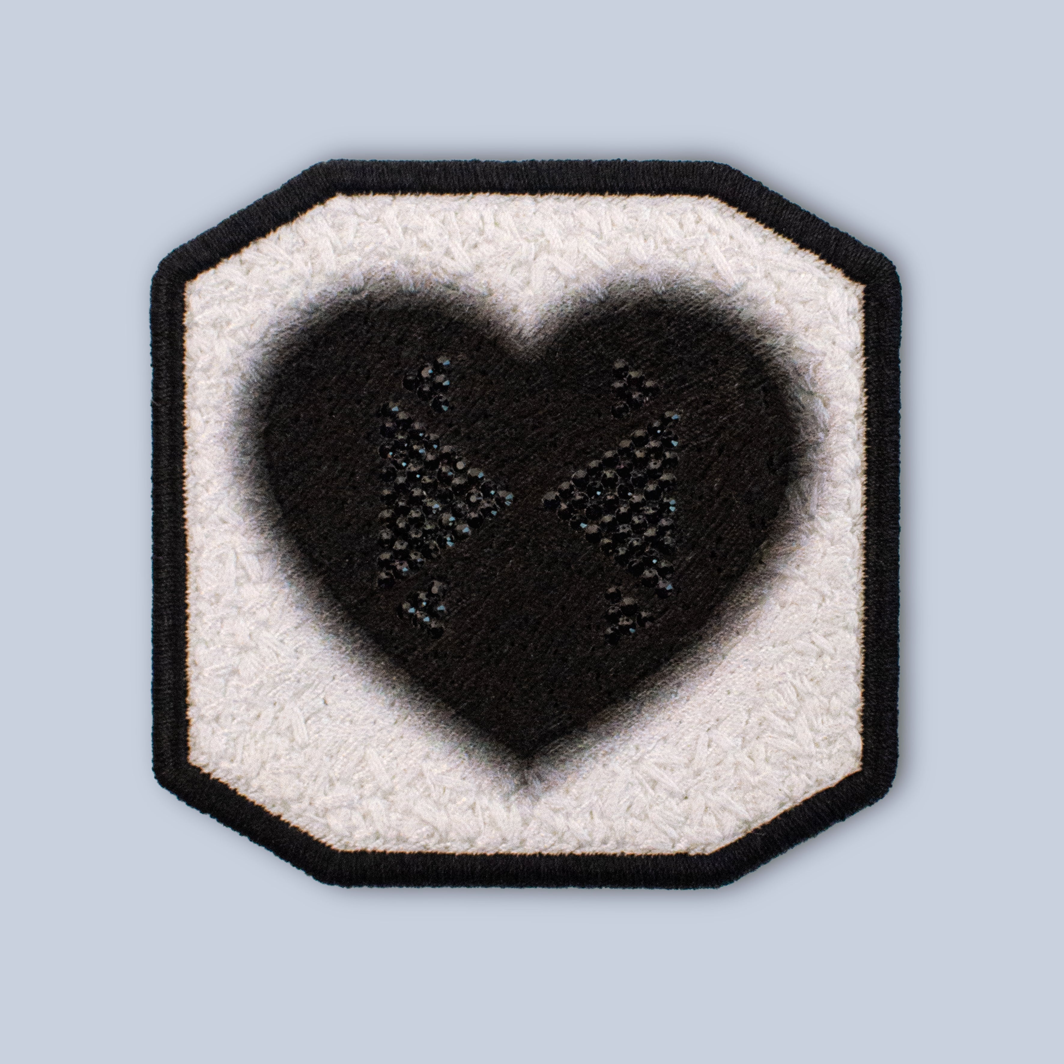 Black Heart Rhinestone Patch