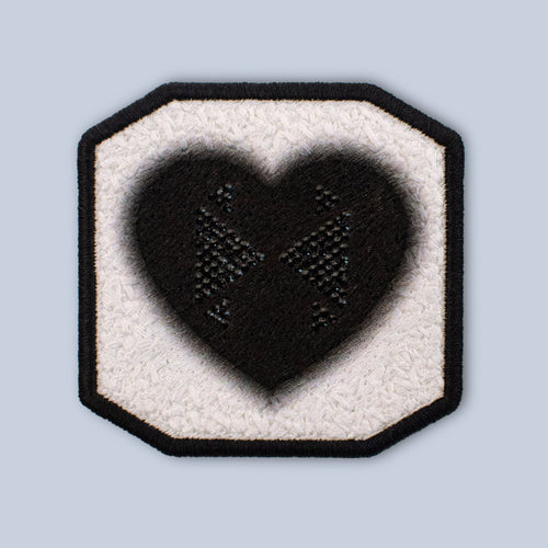 Black Heart Rhinestone Patch