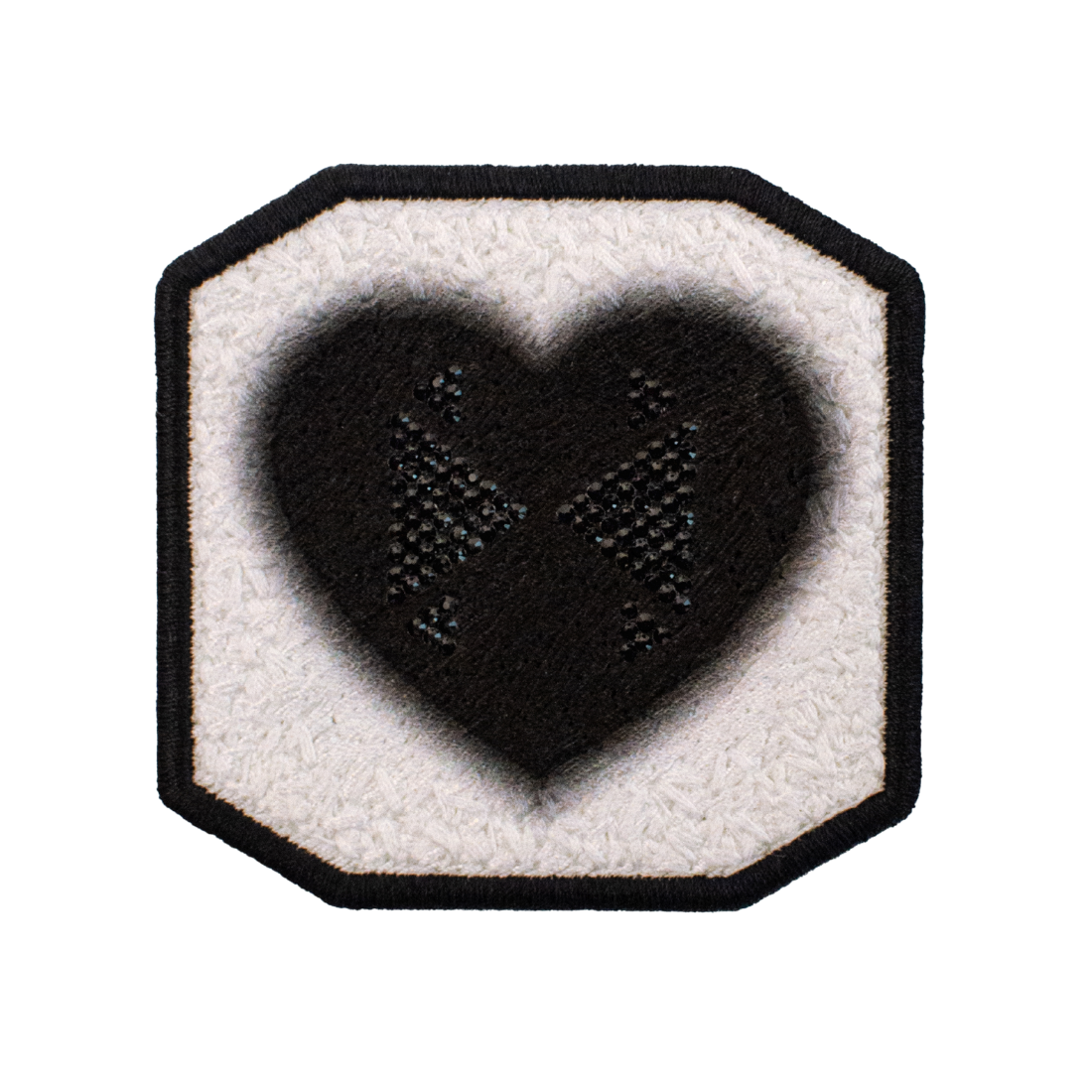 Black Heart Rhinestone Patch