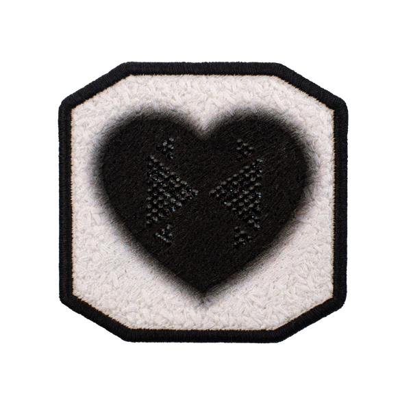 Patch ricamata Black Heart Rhinestone Patch, sistema velcro intercambiabile