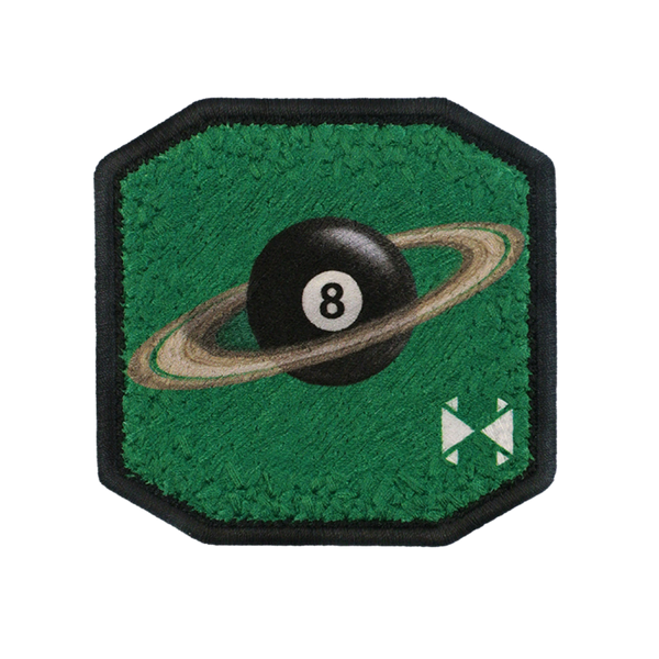 Patch ricamata Patch 8 Ball Saturno Verde, sistema velcro intercambiabile